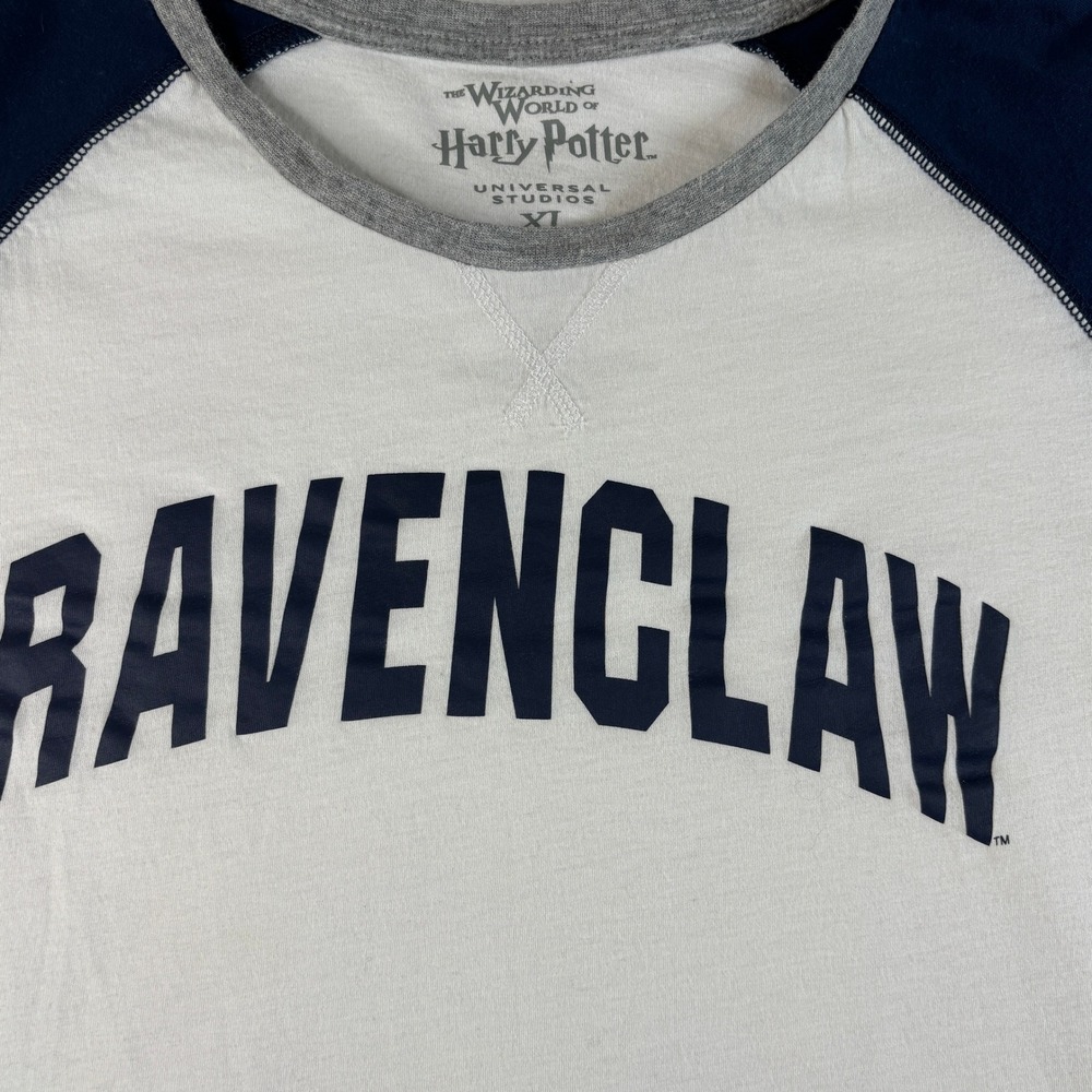 Universal Studios Harry Potter Ravenclaw Raglan Shirt XL White Navy/Grey - Picture 9 of 14